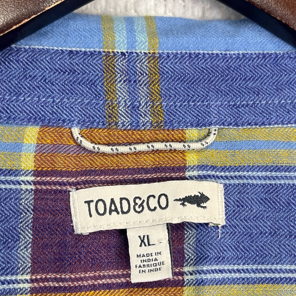 Toad Co Re Form Flannel Shirt Womens XL Blue Brown Plaid Button Down Casual Top - Picture 9 of 16